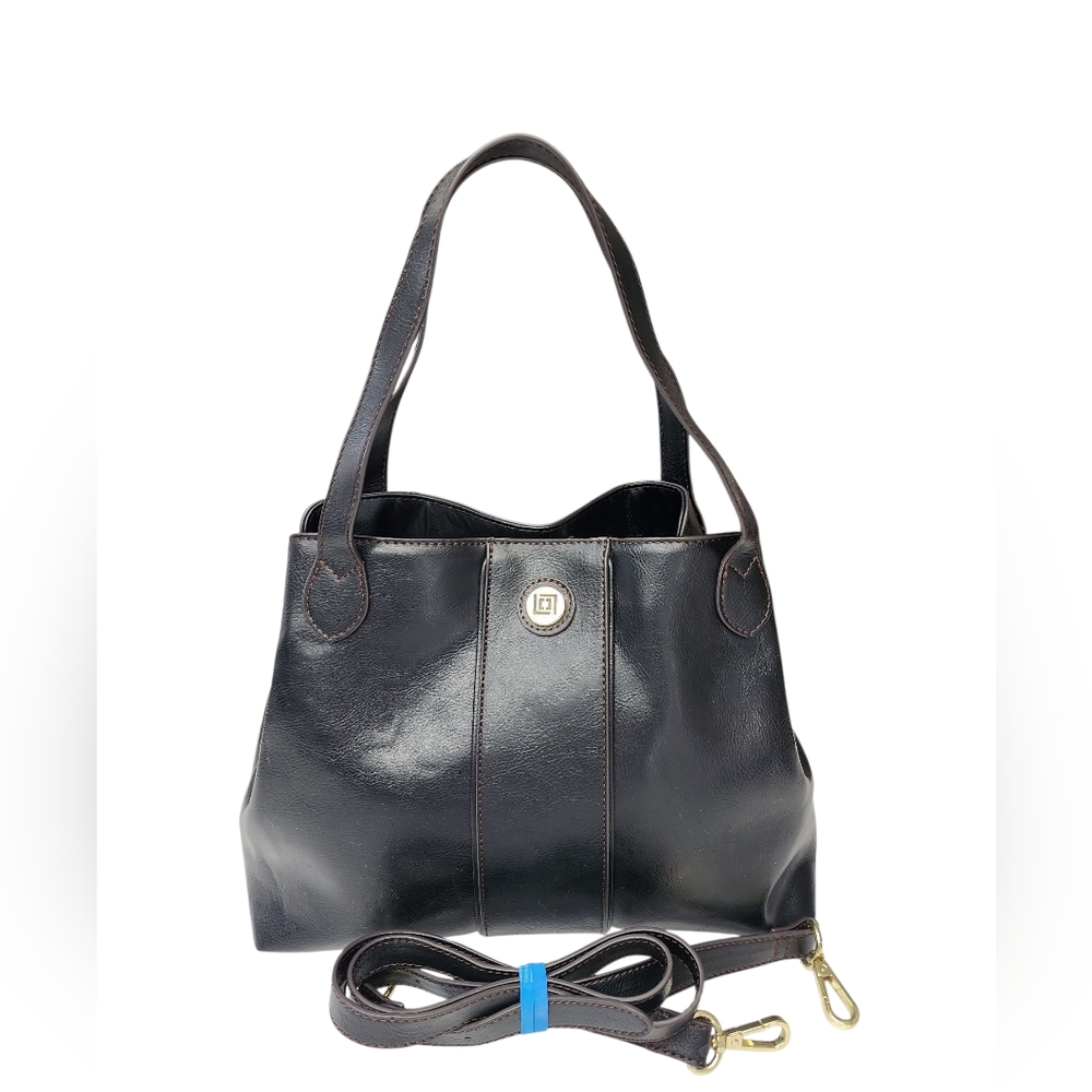 LIZ CLAIBORNE Black Satchel/Crossbody Bag EUC